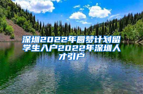 深圳2022年圆梦计划留学生入户2022年深圳人才引户