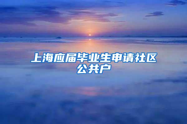 上海应届毕业生申请社区公共户