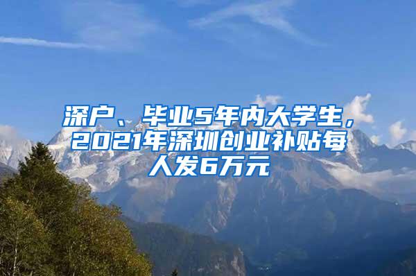 深户、毕业5年内大学生，2021年深圳创业补贴每人发6万元