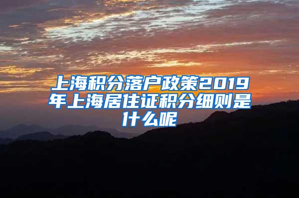 上海积分落户政策2019年上海居住证积分细则是什么呢