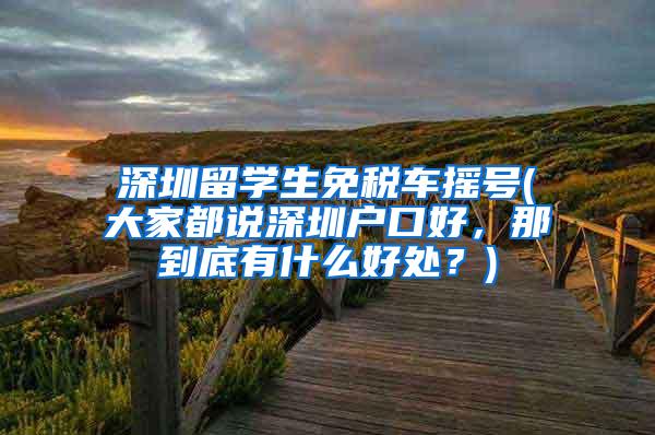 深圳留学生免税车摇号(大家都说深圳户口好，那到底有什么好处？)