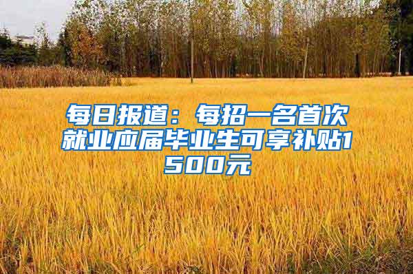 每日报道：每招一名首次就业应届毕业生可享补贴1500元