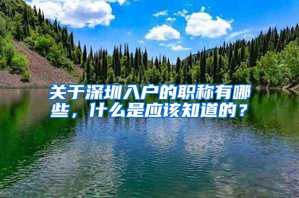 关于深圳入户的职称有哪些，什么是应该知道的？