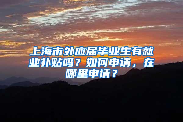 上海市外应届毕业生有就业补贴吗？如何申请，在哪里申请？