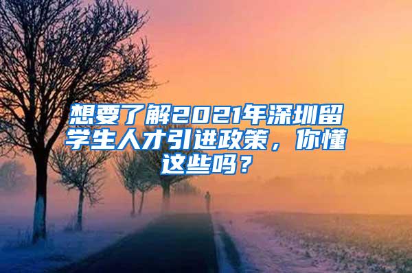 想要了解2021年深圳留学生人才引进政策，你懂这些吗？