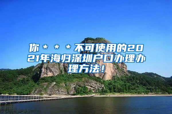 你＊＊＊不可使用的2021年海归深圳户口办理办理方法！