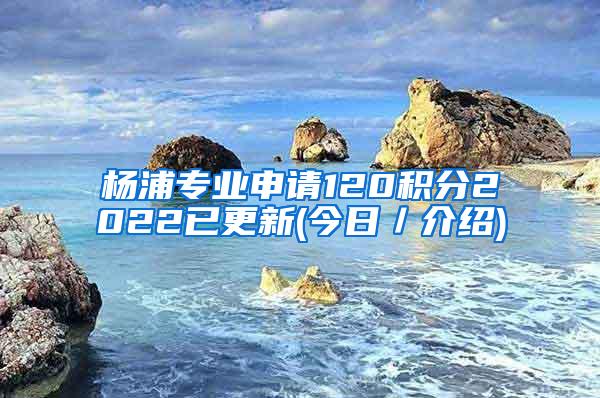 杨浦专业申请120积分2022已更新(今日／介绍)