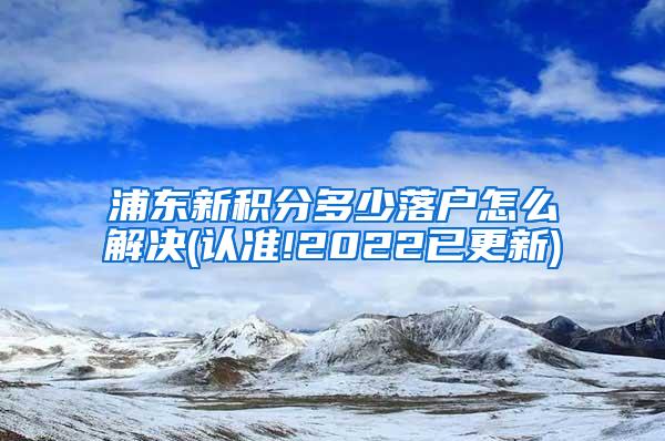 浦东新积分多少落户怎么解决(认准!2022已更新)