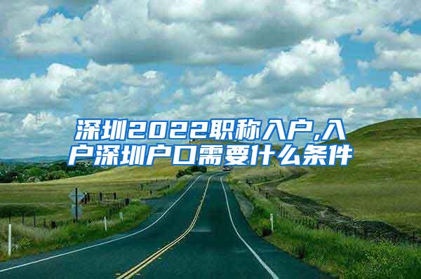 深圳2022职称入户,入户深圳户口需要什么条件