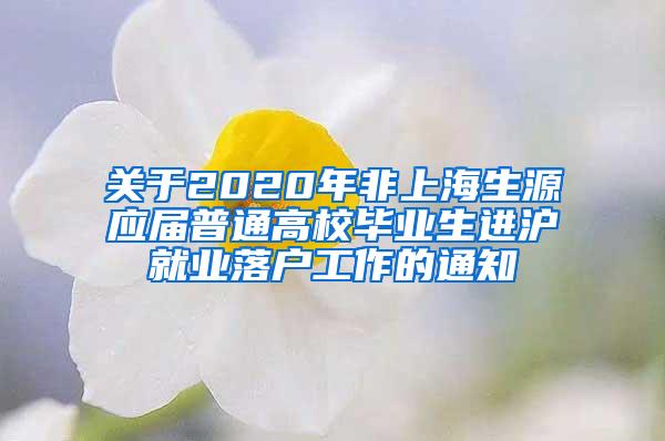 关于2020年非上海生源应届普通高校毕业生进沪就业落户工作的通知