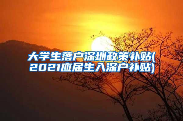 大学生落户深圳政策补贴(2021应届生入深户补贴)