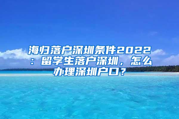 海归落户深圳条件2022：留学生落户深圳，怎么办理深圳户口？