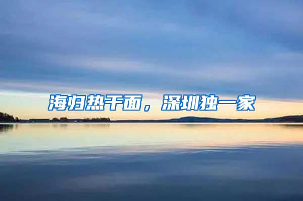 海归热干面，深圳独一家