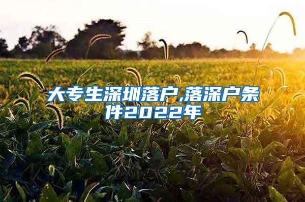 大专生深圳落户,落深户条件2022年