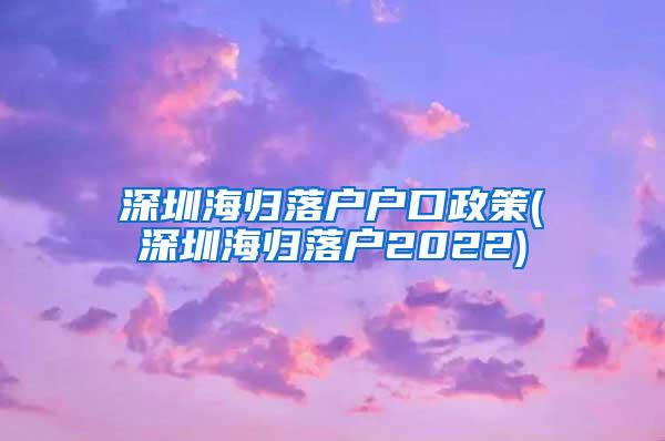 深圳海归落户户口政策(深圳海归落户2022)