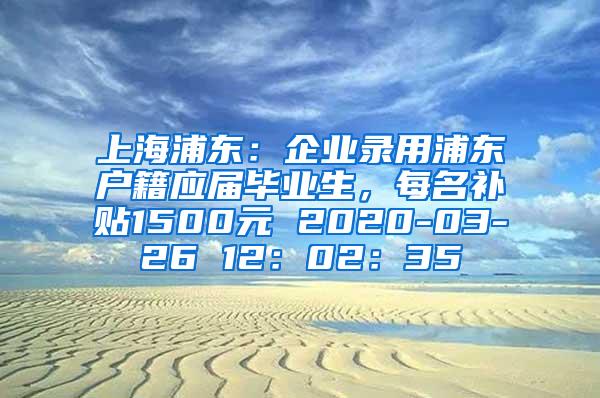 上海浦东：企业录用浦东户籍应届毕业生，每名补贴1500元 2020-03-26 12：02：35