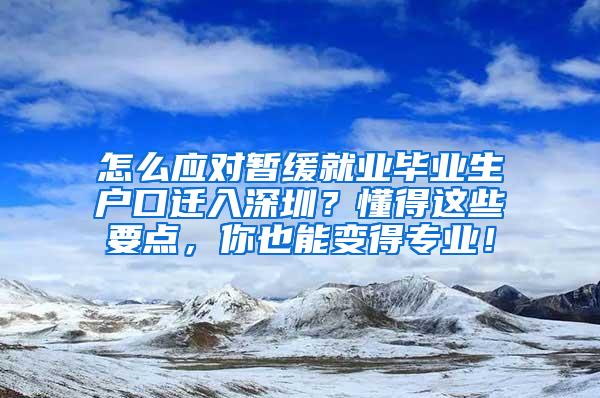 怎么应对暂缓就业毕业生户口迁入深圳？懂得这些要点，你也能变得专业！