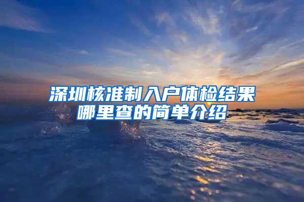 深圳核准制入户体检结果哪里查的简单介绍