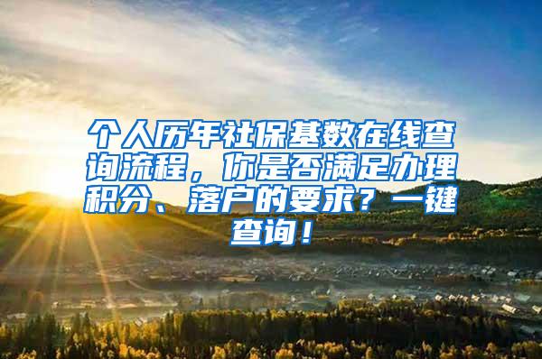 个人历年社保基数在线查询流程，你是否满足办理积分、落户的要求？一键查询！