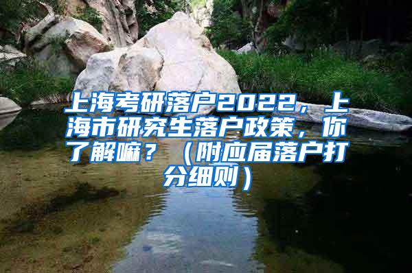 上海考研落户2022，上海市研究生落户政策，你了解嘛？（附应届落户打分细则）