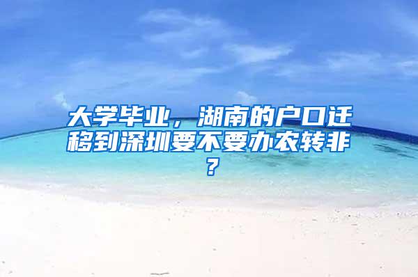 大学毕业，湖南的户口迁移到深圳要不要办农转非？