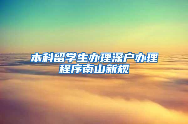 本科留学生办理深户办理程序南山新规