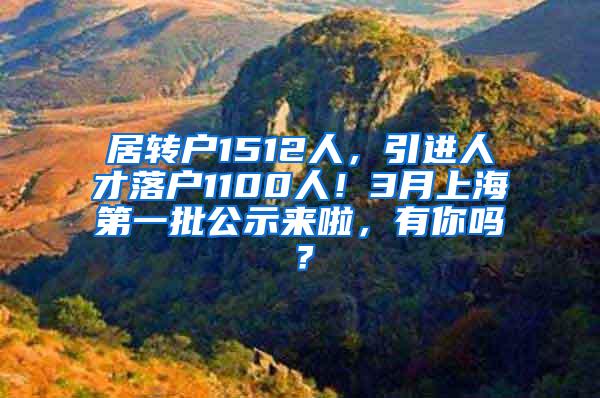 居转户1512人，引进人才落户1100人！3月上海第一批公示来啦，有你吗？