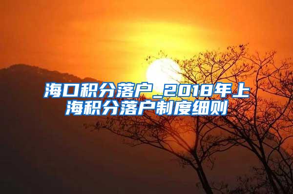 海口积分落户_2018年上海积分落户制度细则