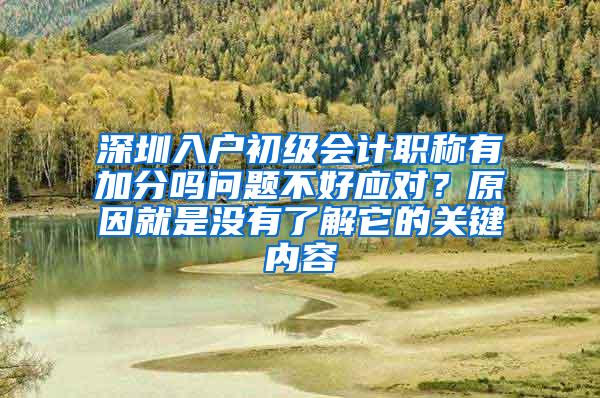 深圳入户初级会计职称有加分吗问题不好应对？原因就是没有了解它的关键内容