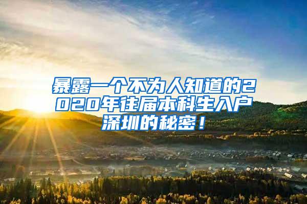 暴露一个不为人知道的2020年往届本科生入户深圳的秘密！