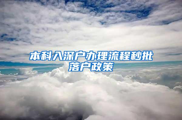 本科入深户办理流程秒批落户政策