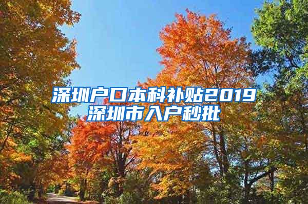 深圳户口本科补贴2019深圳市入户秒批