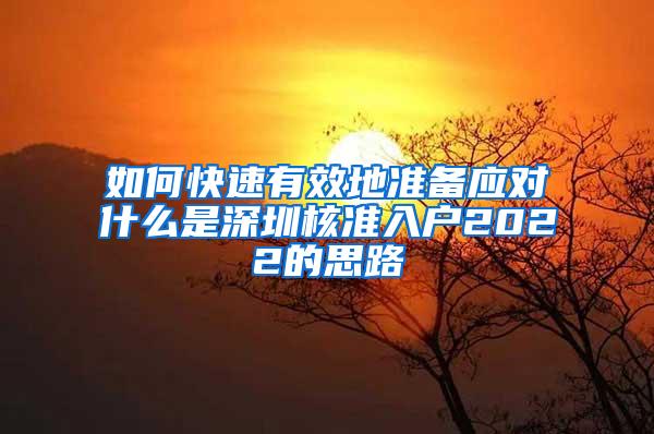 如何快速有效地准备应对什么是深圳核准入户2022的思路