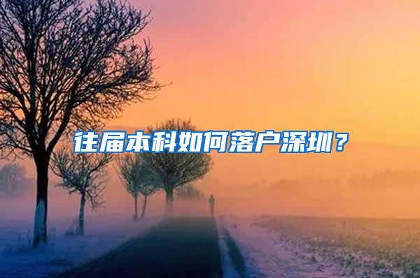 往届本科如何落户深圳？