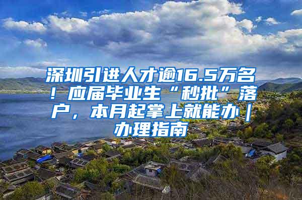 深圳引进人才逾16.5万名！应届毕业生“秒批”落户，本月起掌上就能办｜办理指南