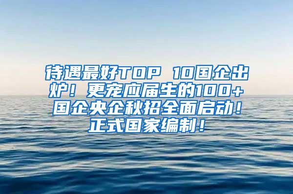 待遇最好TOP 10国企出炉！更宠应届生的100+国企央企秋招全面启动！正式国家编制！