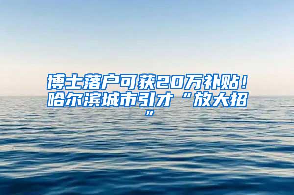 博士落户可获20万补贴！哈尔滨城市引才“放大招”