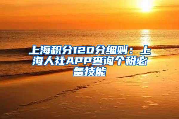 上海积分120分细则：上海人社APP查询个税必备技能