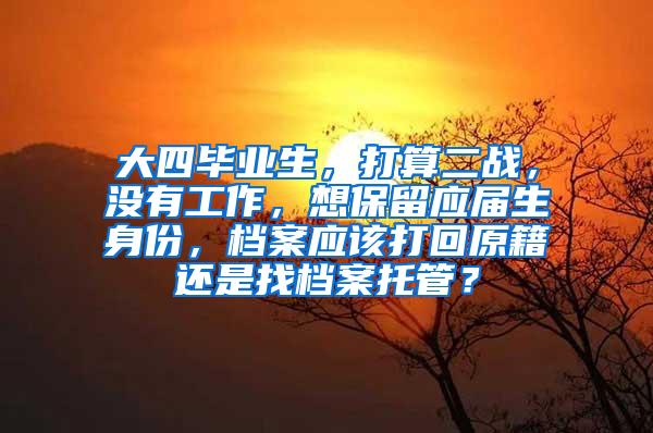 大四毕业生，打算二战，没有工作，想保留应届生身份，档案应该打回原籍还是找档案托管？