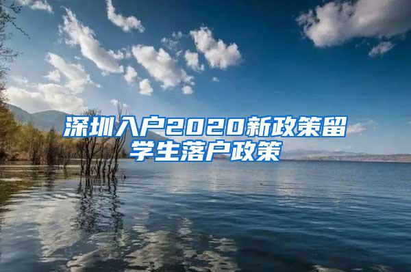 深圳入户2020新政策留学生落户政策