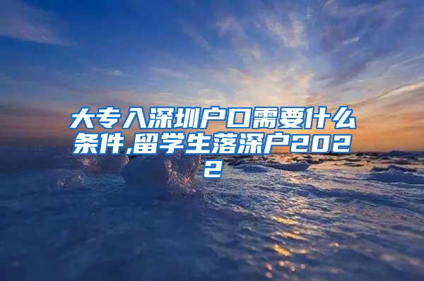 大专入深圳户口需要什么条件,留学生落深户2022