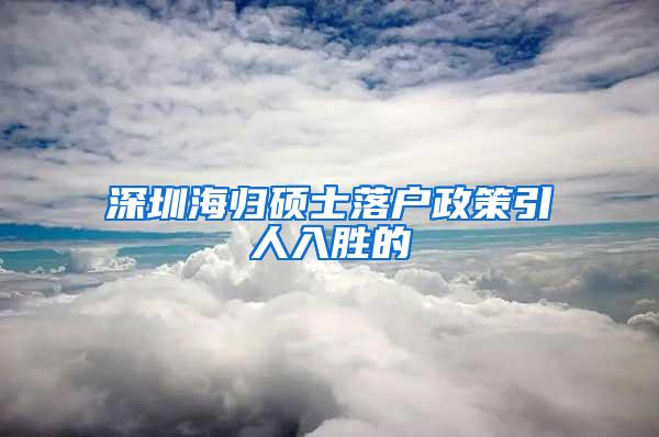 深圳海归硕士落户政策引人入胜的