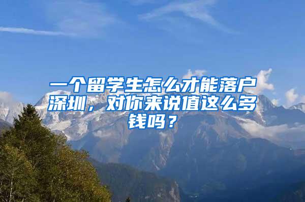 一个留学生怎么才能落户深圳，对你来说值这么多钱吗？