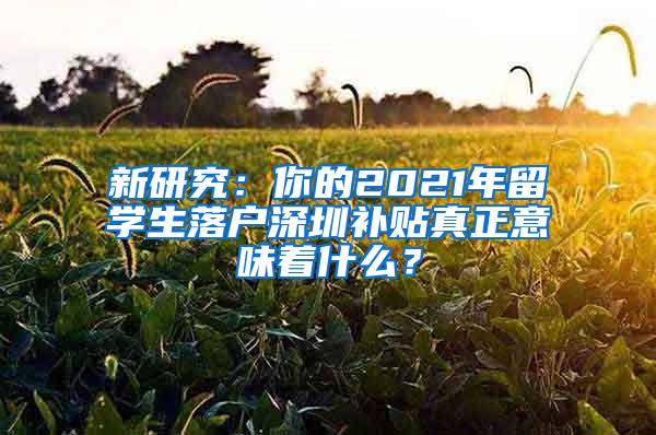 新研究：你的2021年留学生落户深圳补贴真正意味着什么？