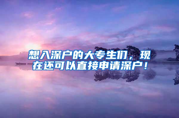 想入深户的大专生们，现在还可以直接申请深户！