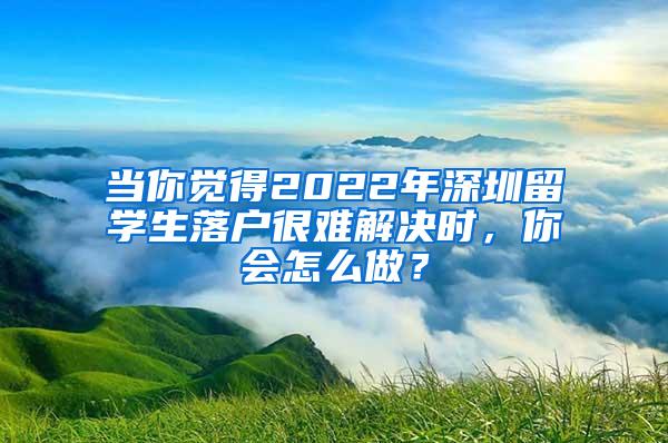 当你觉得2022年深圳留学生落户很难解决时，你会怎么做？