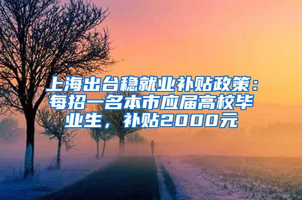 上海出台稳就业补贴政策：每招一名本市应届高校毕业生，补贴2000元