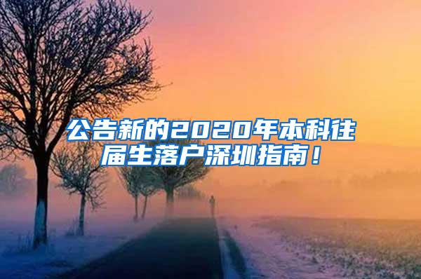 公告新的2020年本科往届生落户深圳指南！