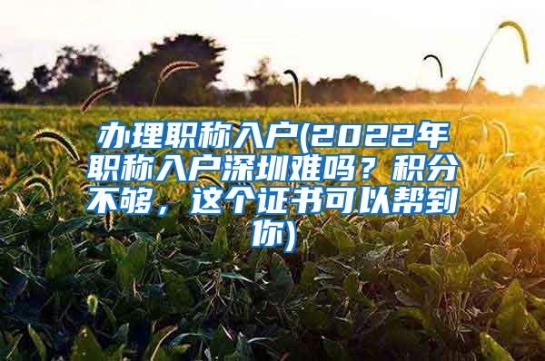 办理职称入户(2022年职称入户深圳难吗？积分不够，这个证书可以帮到你)