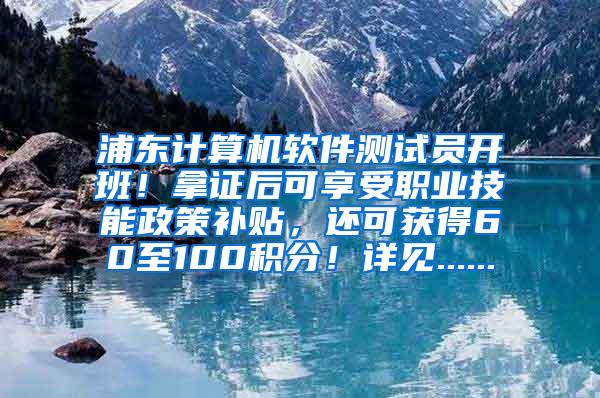 浦东计算机软件测试员开班！拿证后可享受职业技能政策补贴，还可获得60至100积分！详见......